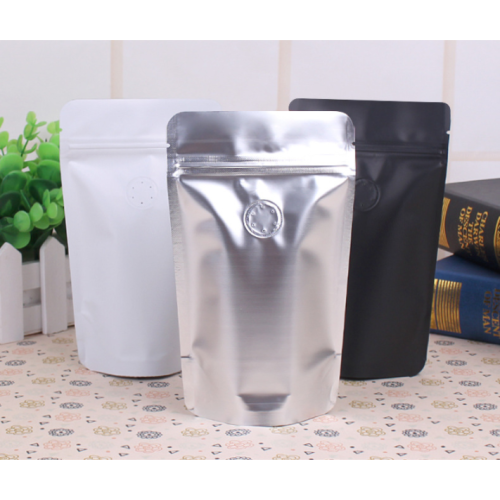 100 g-150 g sort kaffepose med lynlås og ventil